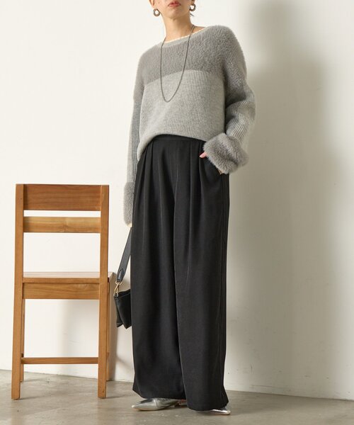 Jena espace merveilleux（ジェナ　エスパスメルヴェイユ）の「【配色ラインで大人の抜け感】ライン配色フェザーニット（ニット/セーター・レディース・ライトグレー/オフホワイト/ネイビー・FREE）」の14枚目の写真