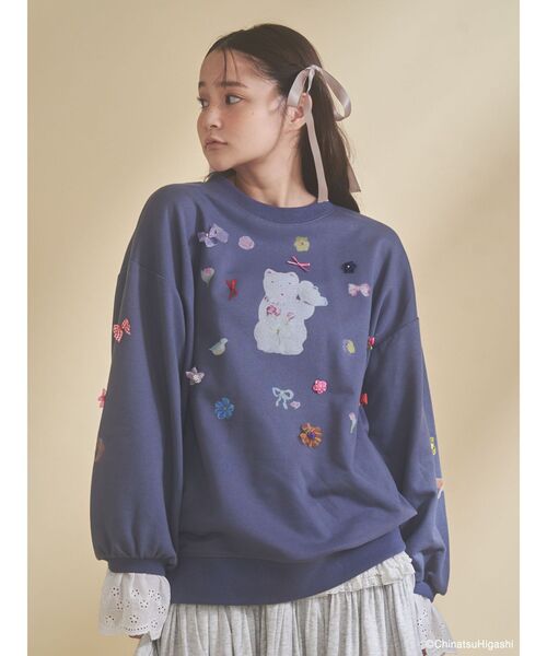 merry jenny(メリージェニー)の「New Wave Sugar cat lace sweat(スウェット・レディース・ネイビー/オフホワイト・FREE)」の12枚目の写真