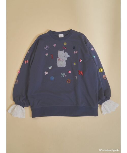 merry jenny(メリージェニー)の「New Wave Sugar cat lace sweat(スウェット・レディース・ネイビー/オフホワイト・FREE)」の18枚目の写真