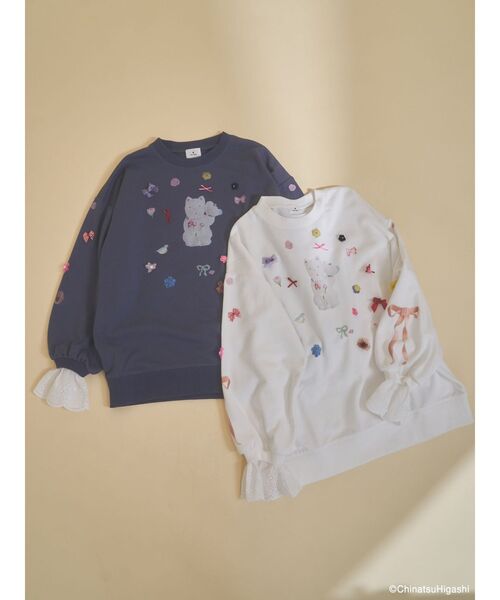 merry jenny(メリージェニー)の「New Wave Sugar cat lace sweat(スウェット・レディース・ネイビー/オフホワイト・FREE)」の19枚目の写真