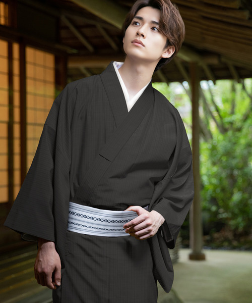 KYOETSU(キョウエツ)の「洗えるメンズ縞柄袷着物(着物・メンズ・ネイビー/ダークグレー/ボルドー/ブラック・S/3L/LL/M/L)」の3枚目の写真
