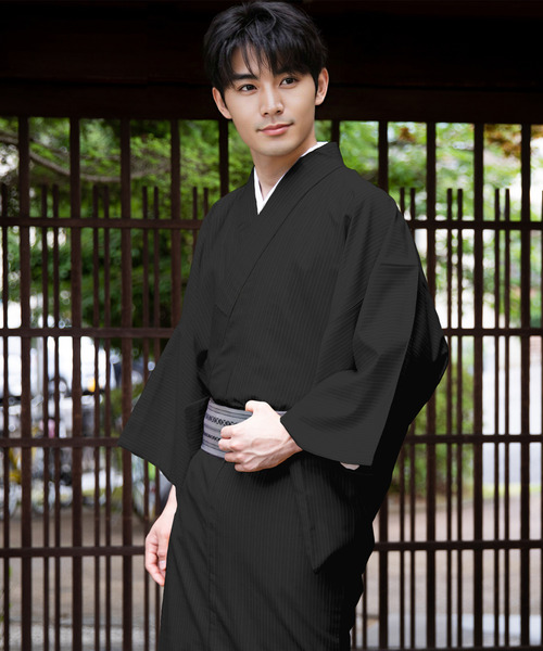 KYOETSU(キョウエツ)の「洗えるメンズ縞柄袷着物(着物・メンズ・ネイビー/ダークグレー/ボルドー/ブラック・S/3L/LL/M/L)」の2枚目の写真