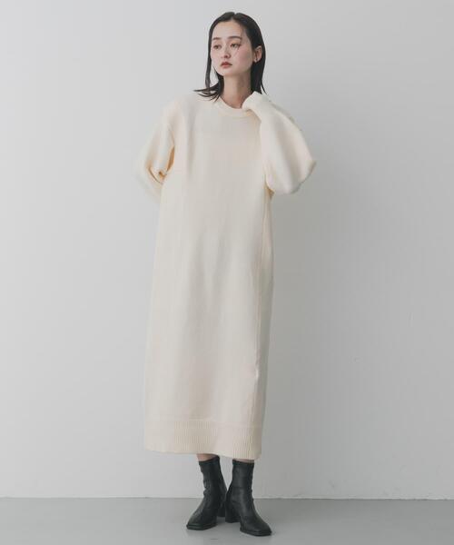 SENSE OF PLACE by URBAN RESEARCH（センスオブプレイスバイアーバンリサーチ）の「ショルダータックニットワンピース（ワンピース・レディース・グレー/ブラック/アイボリー・ONE）」の5枚目の写真