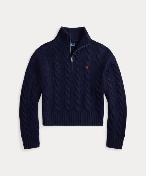 ケーブル ウールカシミヤ ハーフジップ セーター（ニット/セーター
