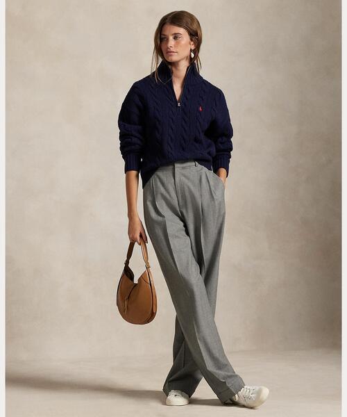 POLO RALPH LAUREN（ポロ ラルフ ローレン）の「ケーブル ウールカシミヤ ハーフジップ セーター（ニット/セーター・レディース・ブルー・M/S/XS/XXS/L/XL）」の3枚目の写真