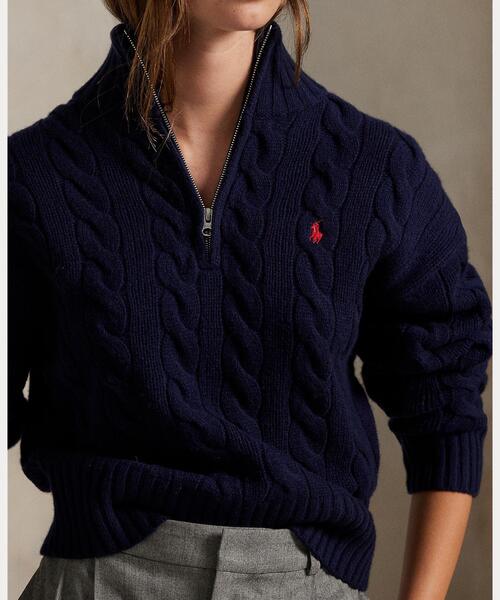 ケーブル ウールカシミヤ ハーフジップ セーター（ニット/セーター