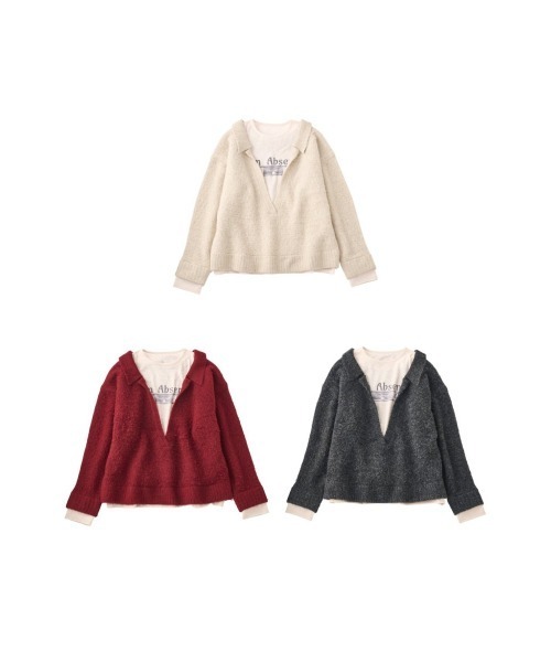 Knuth Marf（クヌースマーフ）の「docking loose knit(unisex)（ニット/セーター・レディース・レッド/グレー系その他/アイボリー・FREE）」の9枚目の写真