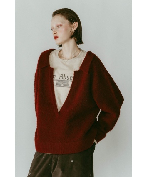 Knuth Marf（クヌースマーフ）の「docking loose knit(unisex)（ニット/セーター・レディース・レッド/グレー系その他/アイボリー・FREE）」の21枚目の写真
