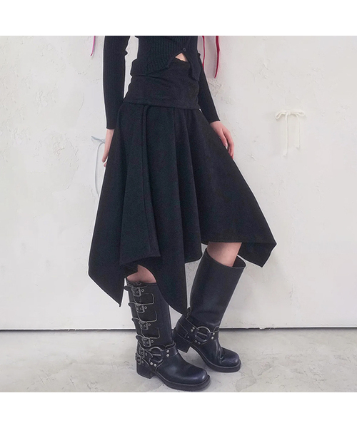 Dune Wrap Suede Skirt BLACK