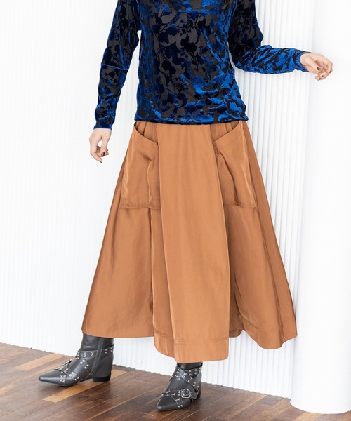 OSMOSIS（オズモーシス）の「ポケットフレアースカート（スカート・レディース・カーキ/ブラック/ブラウン・ONE SIZE）」の3枚目の写真