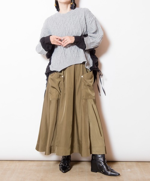 OSMOSIS（オズモーシス）の「ポケットフレアースカート（スカート・レディース・カーキ/ブラック/ブラウン・ONE SIZE）」の5枚目の写真