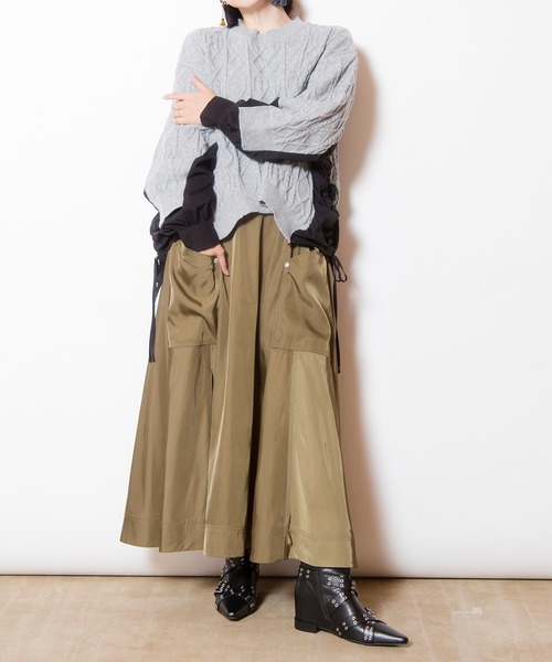 OSMOSIS（オズモーシス）の「ポケットフレアースカート（スカート・レディース・カーキ/ブラック/ブラウン・ONE SIZE）」の6枚目の写真