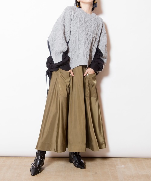 OSMOSIS（オズモーシス）の「ポケットフレアースカート（スカート・レディース・カーキ/ブラック/ブラウン・ONE SIZE）」の7枚目の写真