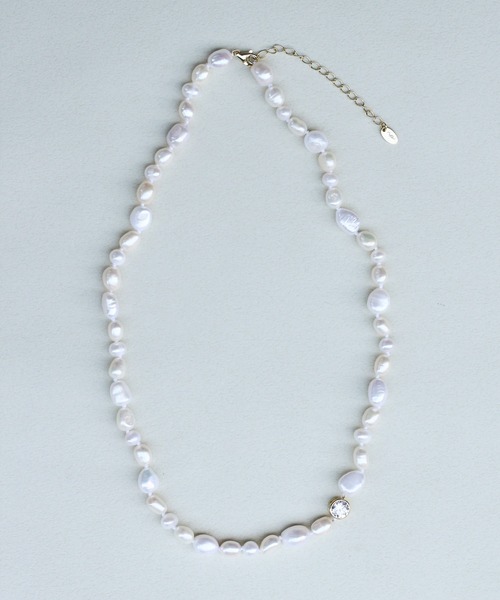 NOIR DE POUPEE（ノワールドプーペ）の「【WEB限定】silver925 淡水パールczワンポイントネックレス45cm（ネックレス・レディース・ゴールド・FREE）」の5枚目の写真