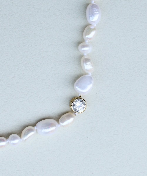 NOIR DE POUPEE（ノワールドプーペ）の「【WEB限定】silver925 淡水パールczワンポイントネックレス45cm（ネックレス・レディース・ゴールド・FREE）」の7枚目の写真