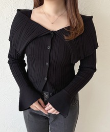 apres jour | オフショル風ビッグカラーニットカーディガン(カーディガン/ボレロ)