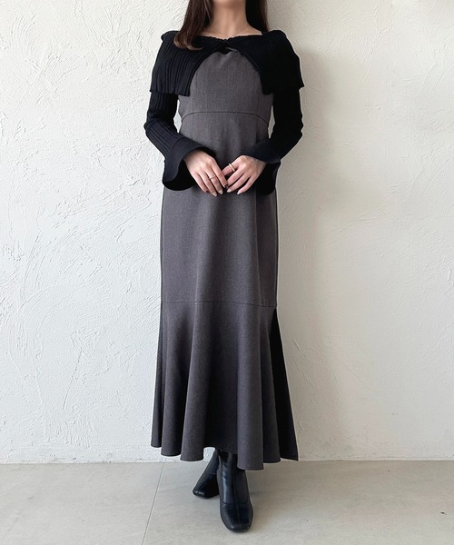 apres jour(アプレジュール)の「オフショル風ビッグカラーニットカーディガン(カーディガン/ボレロ・レディース・ボルドー/ブラック/アイボリー/チャコールグレー・X-LARGE/フリー)」の9枚目の写真