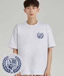 エイピシールドエンブレムラウンドネック15番手コットン半袖Tシャツ_ホワイト