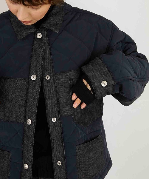 LA PEAU DE GEM(ラポドゥジェム)の「【LA PEAU DE GEM】denim quilting blouson/デニムキルティングブルゾン(ブルゾン・レディース・ネイビー・FREE)」の2枚目の写真
