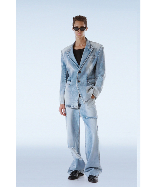 THE BALLON(ザバロン)の「MENS WASHED WIDE JEANS - BLUE(デニムパンツ・メンズ・ブルー・LARGE)」の1枚目の写真