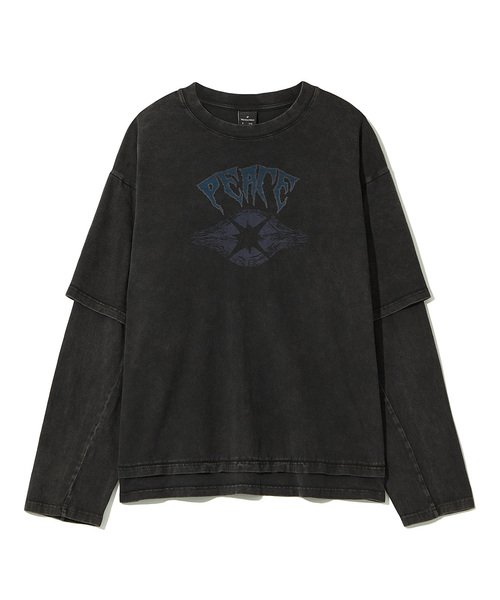 WANGGWAN(ワングァン)の「ピースレイヤードウォッシングTシャツ(Tシャツ/カットソー・メンズ・ブラック・MEDIUM/LARGE)」の1枚目の写真