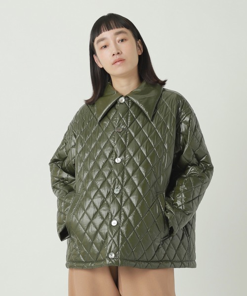 ZUCCa（ズッカ）の「GLOSSY QUILT COAT / S（ブルゾン・レディース・ブラック/カーキ・M size）」の2枚目の写真