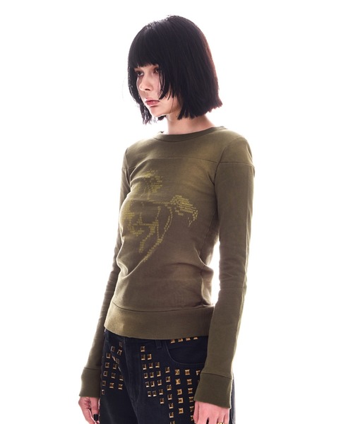 BEEDEN(ビーデン)の「HORSE PRINT USED LIKE TOPS(Tシャツ/カットソー・レディース・カーキ/ブラック・FREE)」の10枚目の写真