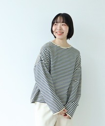 ボーダー配色バインダー 長袖BIGカットソー【SEASON COLOR】