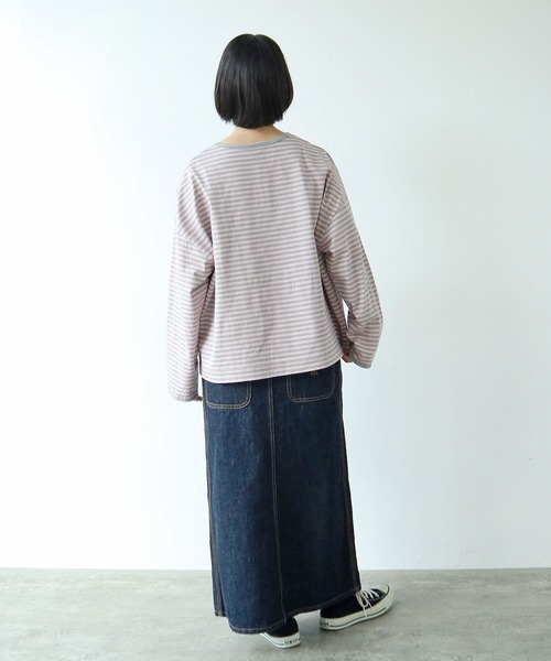 PAR ICI(パーリッシィ)の「ボーダー配色バインダー 長袖BIGカットソー【SEASON COLOR】(Tシャツ/カットソー・レディース・マスタード/ピンク系その他2/グリーン系その他/ダークブラウン/カーキ/ブルー系その他/イエロー系その他・FREE)」の18枚目の写真