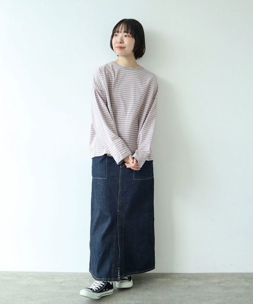 PAR ICI(パーリッシィ)の「ボーダー配色バインダー 長袖BIGカットソー【SEASON COLOR】(Tシャツ/カットソー・レディース・マスタード/ピンク系その他2/グリーン系その他/ダークブラウン/カーキ/ブルー系その他/イエロー系その他・FREE)」の16枚目の写真