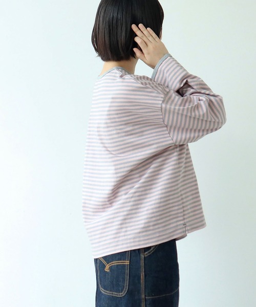 PAR ICI(パーリッシィ)の「ボーダー配色バインダー 長袖BIGカットソー【SEASON COLOR】(Tシャツ/カットソー・レディース・マスタード/ピンク系その他2/グリーン系その他/ダークブラウン/カーキ/ブルー系その他/イエロー系その他・FREE)」の10枚目の写真