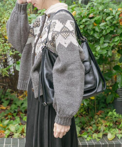 ITEMS URBANRESEARCH（アイテムズ アーバンリサーチ）の「ノルディックボリュームスリーブカーディガン（カーディガン/ボレロ・レディース・グレー/アイボリー・FREE）」の3枚目の写真