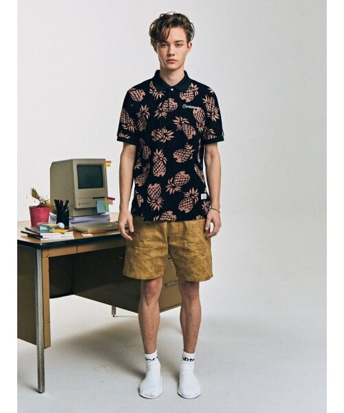 PINEAPPLE TERRY POLO T-SHIRT — поло из махровой ткани с ананасовым принтом