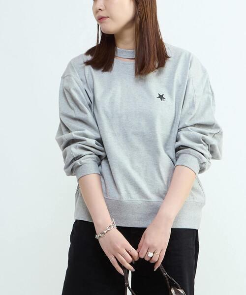 CONVERSE TOKYO(コンバーストウキョウ)の「CUT-OUT NECK TOP(Tシャツ/カットソー・レディース・ブラック/杢グレー/ホワイト・FREE)」の3枚目の写真