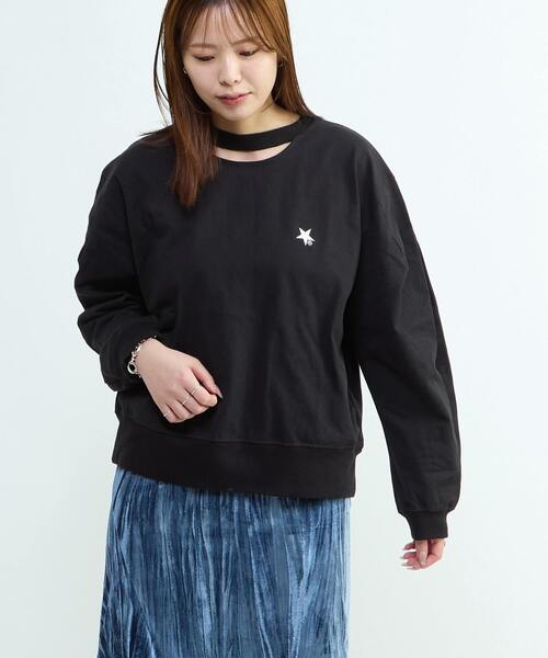 CONVERSE TOKYO(コンバーストウキョウ)の「CUT-OUT NECK TOP(Tシャツ/カットソー・レディース・ブラック/杢グレー/ホワイト・FREE)」の2枚目の写真