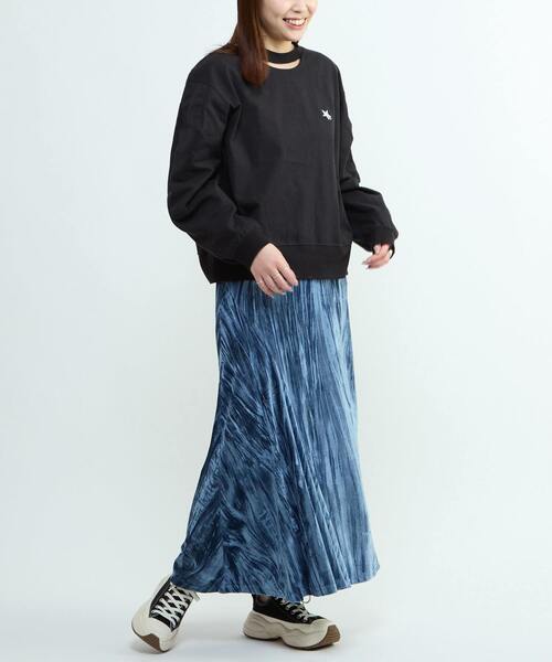 CONVERSE TOKYO(コンバーストウキョウ)の「CUT-OUT NECK TOP(Tシャツ/カットソー・レディース・ブラック/杢グレー/ホワイト・FREE)」の5枚目の写真