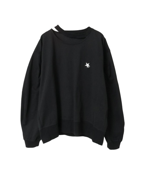 CONVERSE TOKYO(コンバーストウキョウ)の「CUT-OUT NECK TOP(Tシャツ/カットソー・レディース・ブラック/杢グレー/ホワイト・FREE)」の7枚目の写真