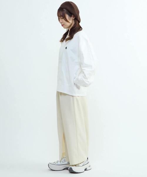 CONVERSE TOKYO(コンバーストウキョウ)の「CUT-OUT NECK TOP(Tシャツ/カットソー・レディース・ブラック/杢グレー/ホワイト・FREE)」の10枚目の写真