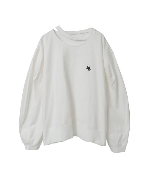 CONVERSE TOKYO(コンバーストウキョウ)の「CUT-OUT NECK TOP(Tシャツ/カットソー・レディース・ブラック/杢グレー/ホワイト・FREE)」の11枚目の写真