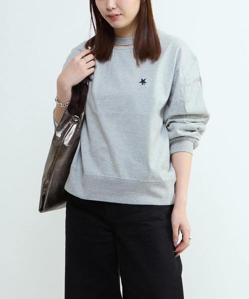 CONVERSE TOKYO(コンバーストウキョウ)の「CUT-OUT NECK TOP(Tシャツ/カットソー・レディース・ブラック/杢グレー/ホワイト・FREE)」の12枚目の写真