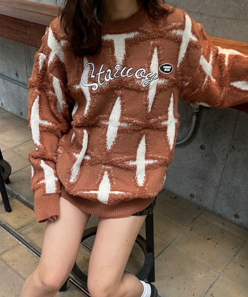 ROGER AND RAW（ロジャーアンドロウ）の「クロスジャガードニットプルオーバー（ニット/セーター・レディース・ブラック/ライトブラウン・FREE）」の15枚目の写真