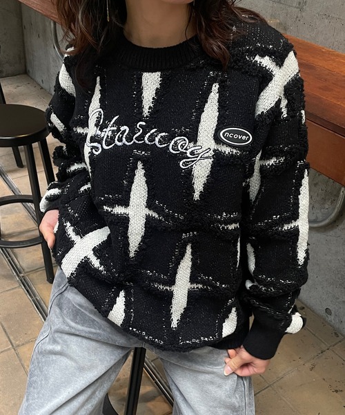 ROGER AND RAW（ロジャーアンドロウ）の「クロスジャガードニットプルオーバー（ニット/セーター・レディース・ブラック/ライトブラウン・FREE）」の17枚目の写真