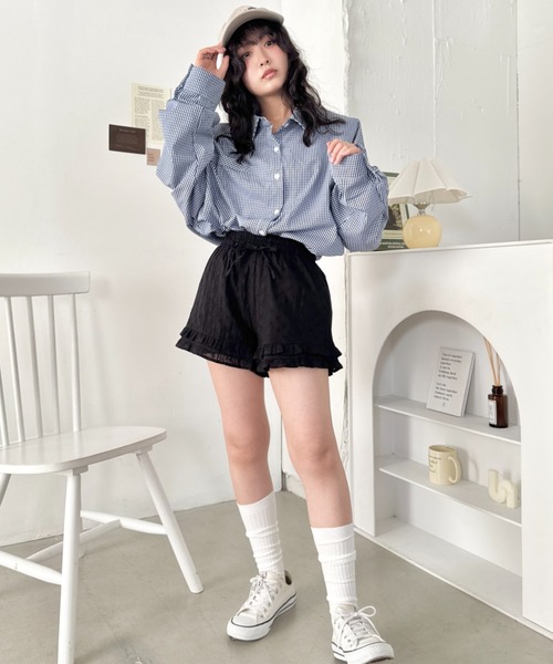 SOLLON.（ソルロン）の「コットンレースフリルショートパンツ（その他パンツ・レディース・ブラック/ホワイト・FREE）」の21枚目の写真