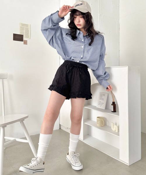 SOLLON.（ソルロン）の「コットンレースフリルショートパンツ（その他パンツ・レディース・ブラック/ホワイト・FREE）」の22枚目の写真