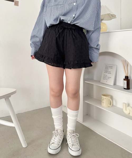 SOLLON.（ソルロン）の「コットンレースフリルショートパンツ（その他パンツ・レディース・ブラック/ホワイト・FREE）」の19枚目の写真