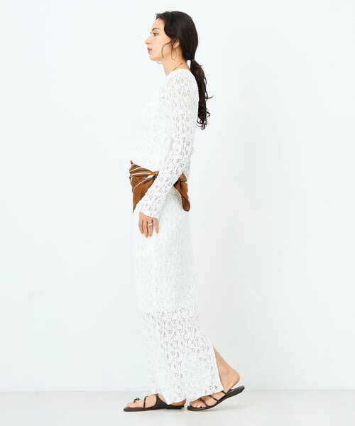 NOLLEY’S Sophi（ノーリーズソフィ）の「ウォッシャブルストレッチレース両前カーディガン（カーディガン/ボレロ・レディース・ブラック/ホワイト・38）」の10枚目の写真