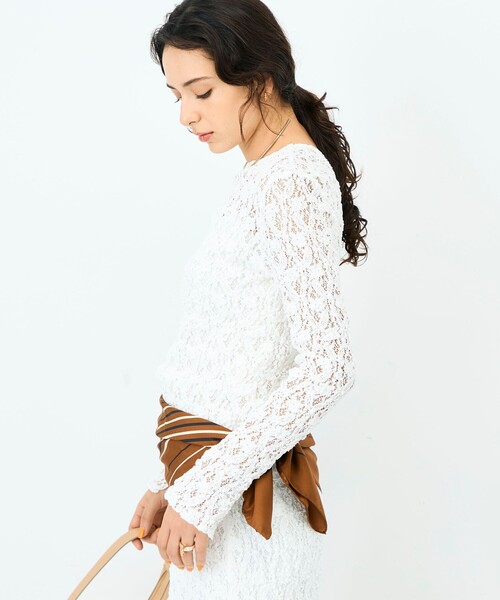 NOLLEY’S Sophi（ノーリーズソフィ）の「ウォッシャブルストレッチレース両前カーディガン（カーディガン/ボレロ・レディース・ブラック/ホワイト・38）」の16枚目の写真