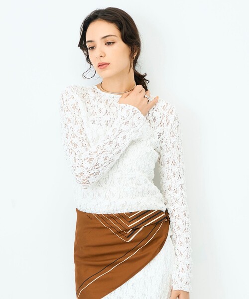 ノーリーズのアイボリー レースカーディガン 38 NOLLEY'S Sophi（ノーリーズソフィ）の「ウォッシャブルストレッチ