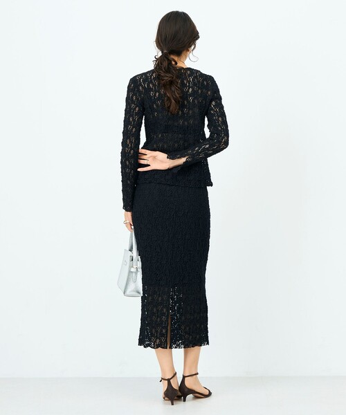 NOLLEY’S Sophi（ノーリーズソフィ）の「ウォッシャブルストレッチレース両前カーディガン（カーディガン/ボレロ・レディース・ブラック/ホワイト/ライトグレー・38）」の9枚目の写真