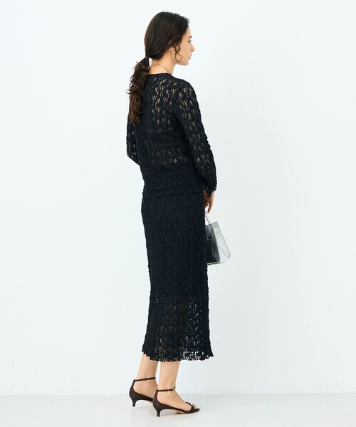 NOLLEY’S Sophi（ノーリーズソフィ）の「ウォッシャブルストレッチレース両前カーディガン（カーディガン/ボレロ・レディース・ブラック/ホワイト/ライトグレー・38）」の10枚目の写真